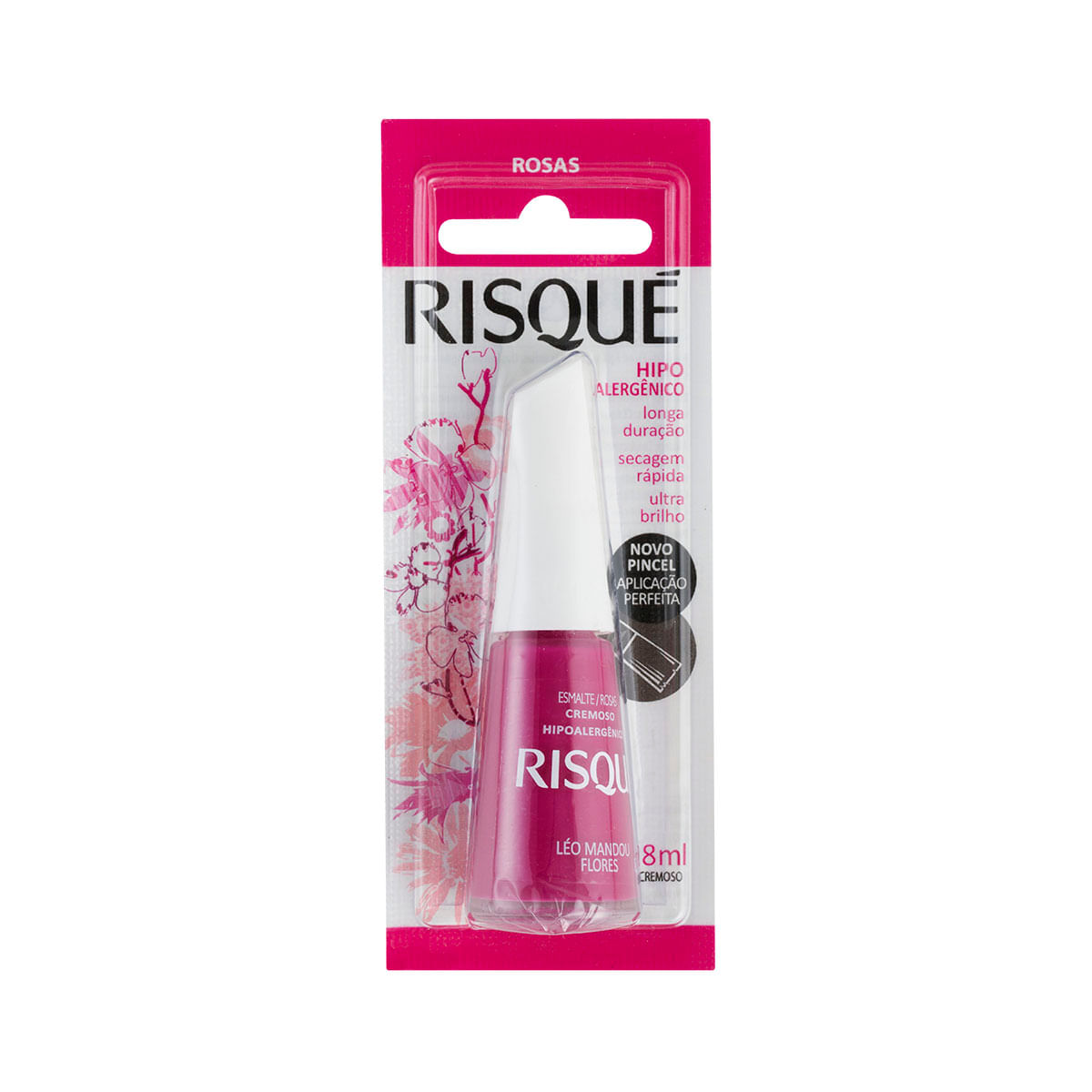 Esmalte Risqué Rosas Léo Mandou Flores 8ml