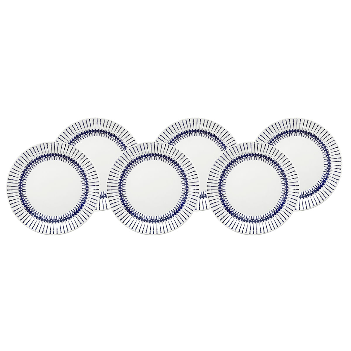 Aparelho de Jantar 6 Peças em Cerâmica Biona Actual Colb MM12-1645 Branco e Azul