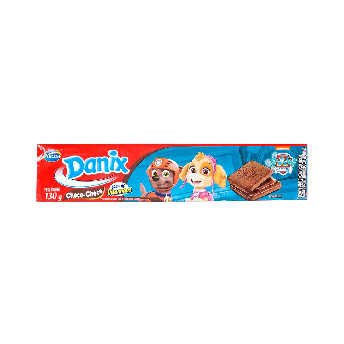 Biscoito Recheado Chocolate Danix Arcor Paw Patrol 130g