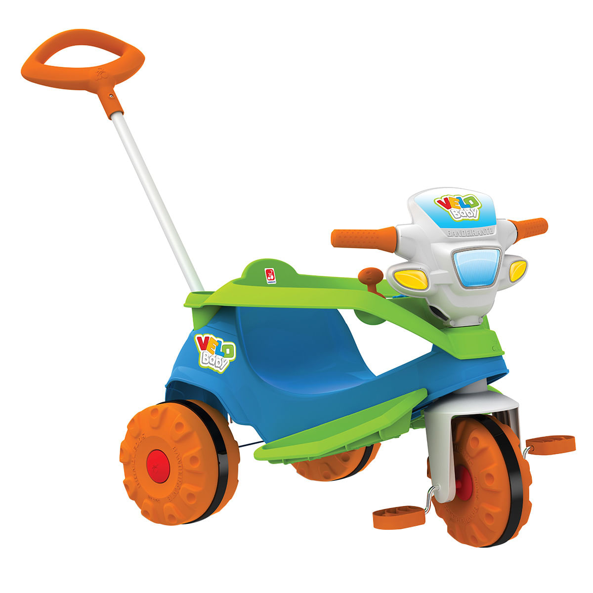 Triciclo Infantil com Empurrador Bandeirante Velobaby Azul 206