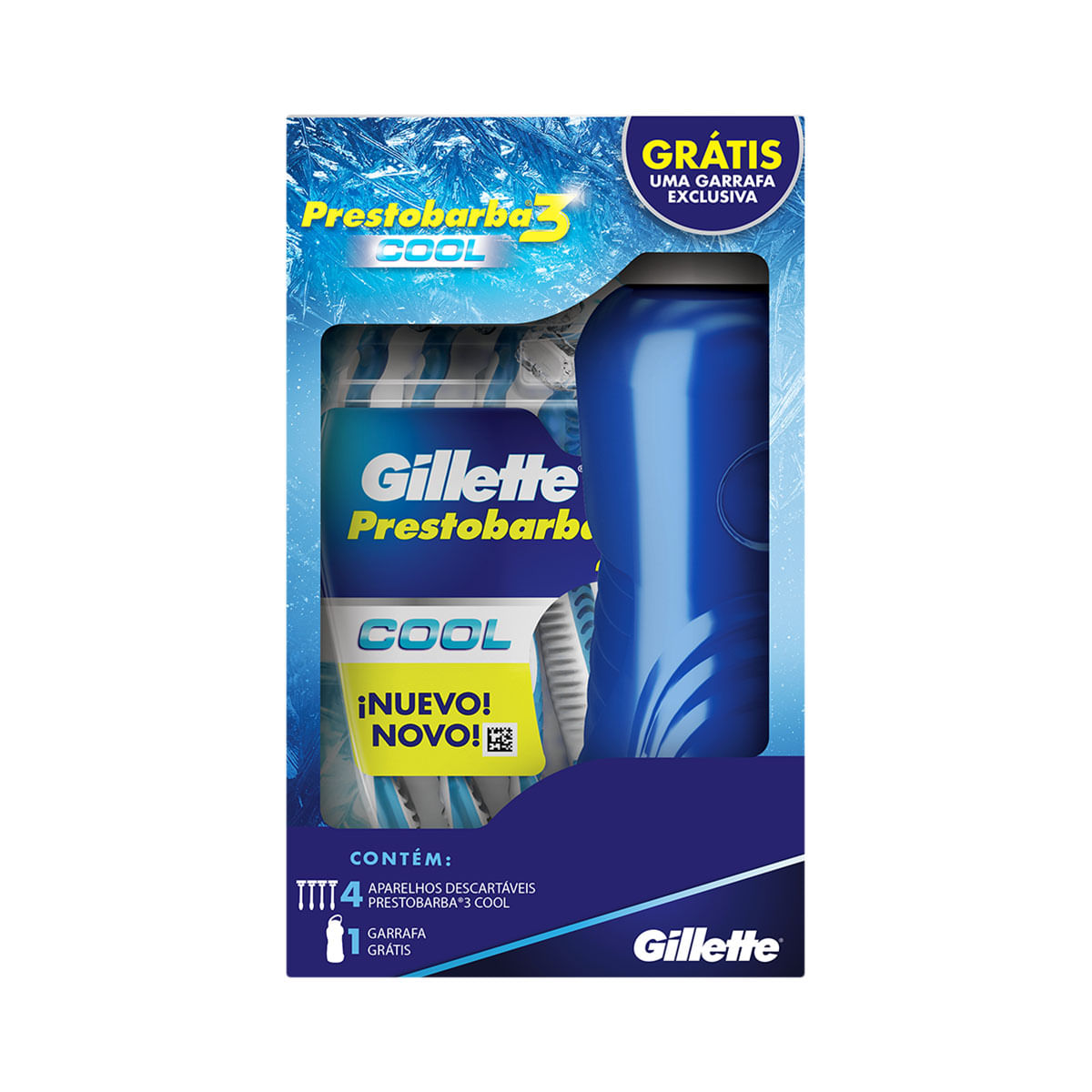 Kit Aparelho de Barbear Descartável Gillette Cool com 4 Unidades + Garrafa