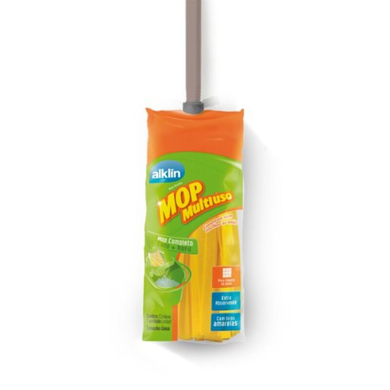 Mop Tiras Multiuso Amarelo com Cabo Alklin