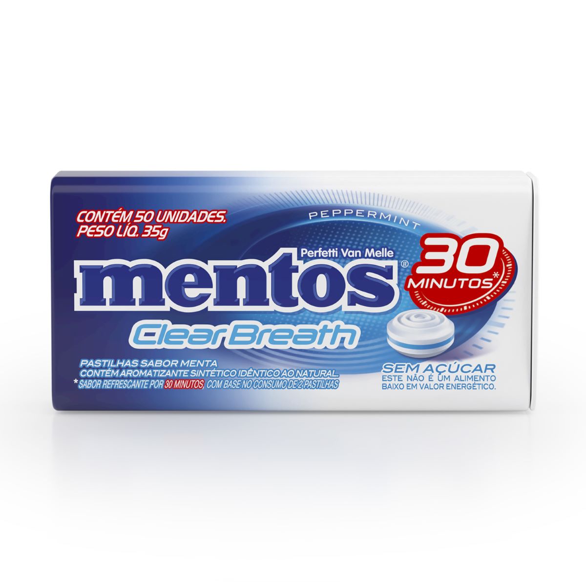 Pastilha Sem Açúcar Peppermint Mentos Clear Breath 35 g