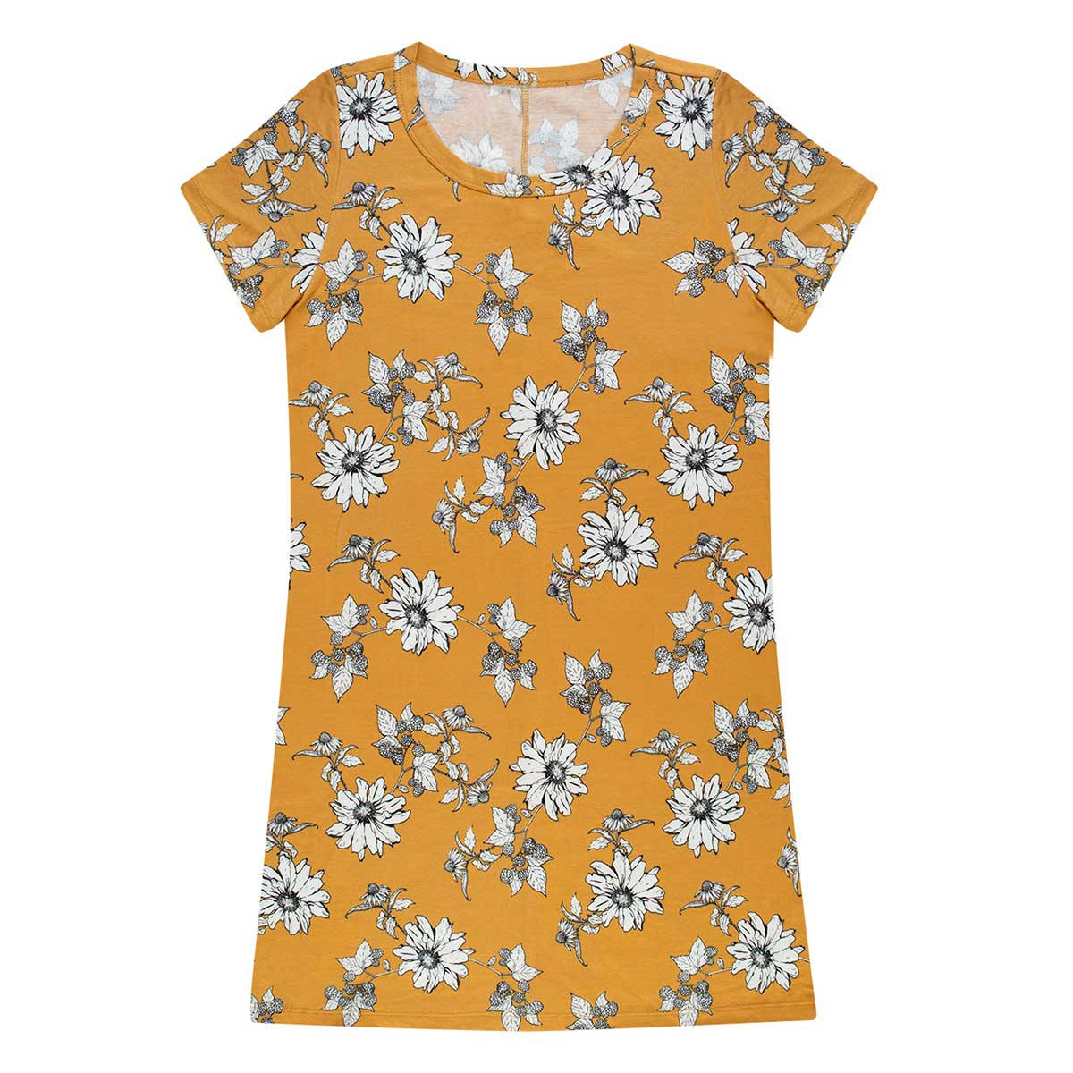 Vestido T-Shirt Full Print Folha By Hering Amarelo XG