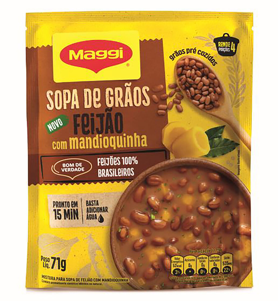Mistura para Sopa de Grãos Maggi Feijão com Mandioquinha Pacote 71 g