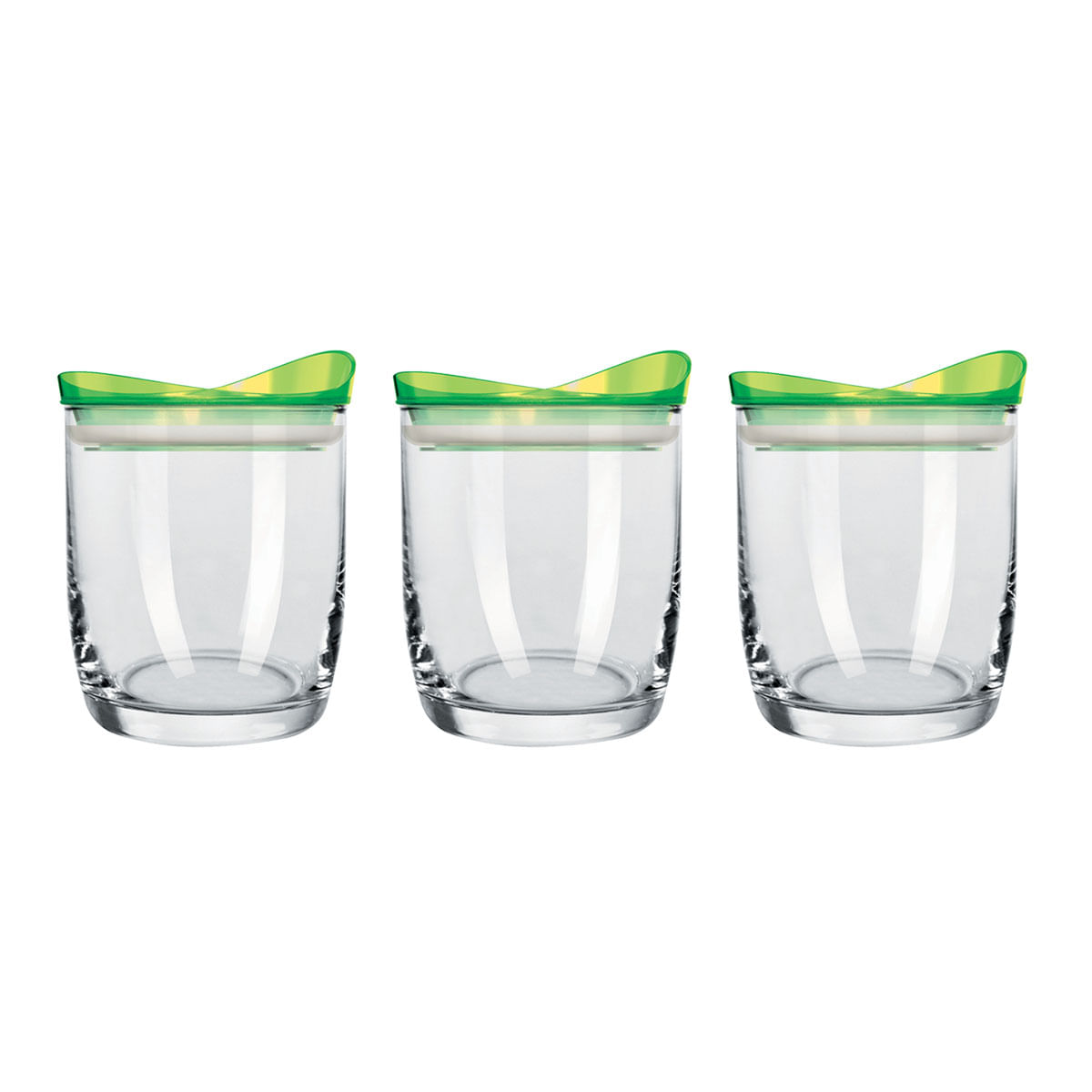 Conjunto de Potes com Tampa 3 Peças em Vidro Nadir