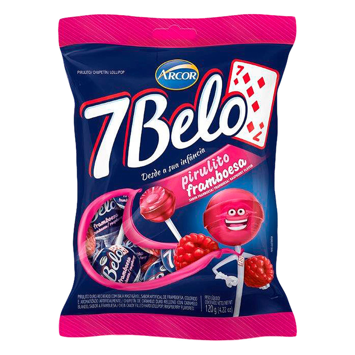 Pirulito de Framboesa Arcor 7 Belo 120g