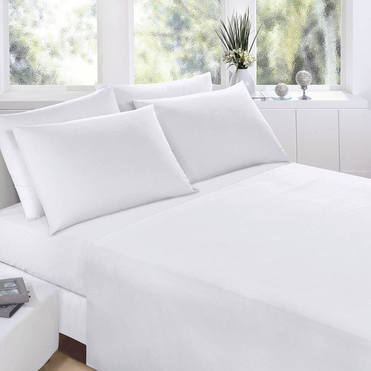 Jogo de Cama Casal 150 Fios Santista Prata 0001 - 4 Peças Branco