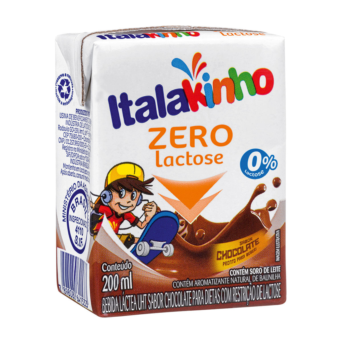 Bebida Láctea sem Lactose Italakinho Chocolate 200ml