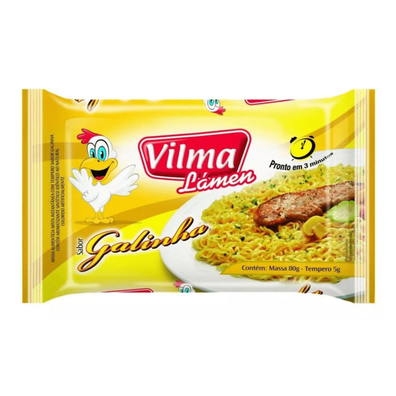 Macarrão Instantâneo Galinha Vilma Pacote 80g