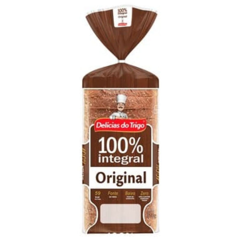 Pão de Forma Integral Original Delícias do Trigo Pacote 380g