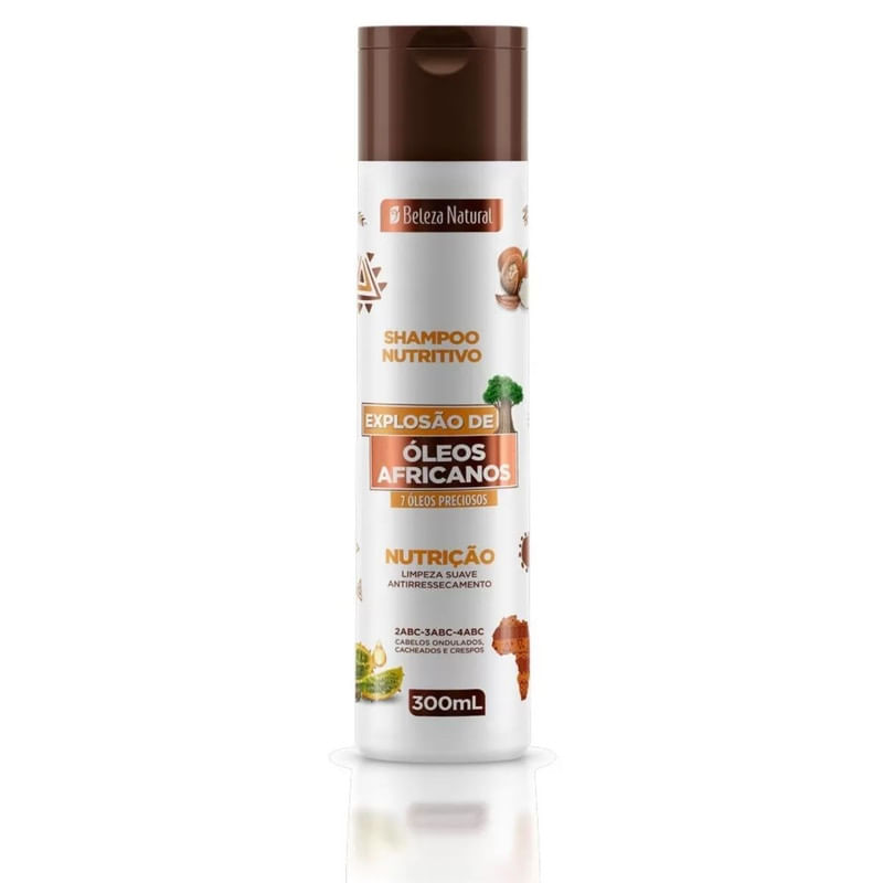 Shampoo Nutritivo  Beleza Natural Óleos Africanos Nutrição Frasco 300ml