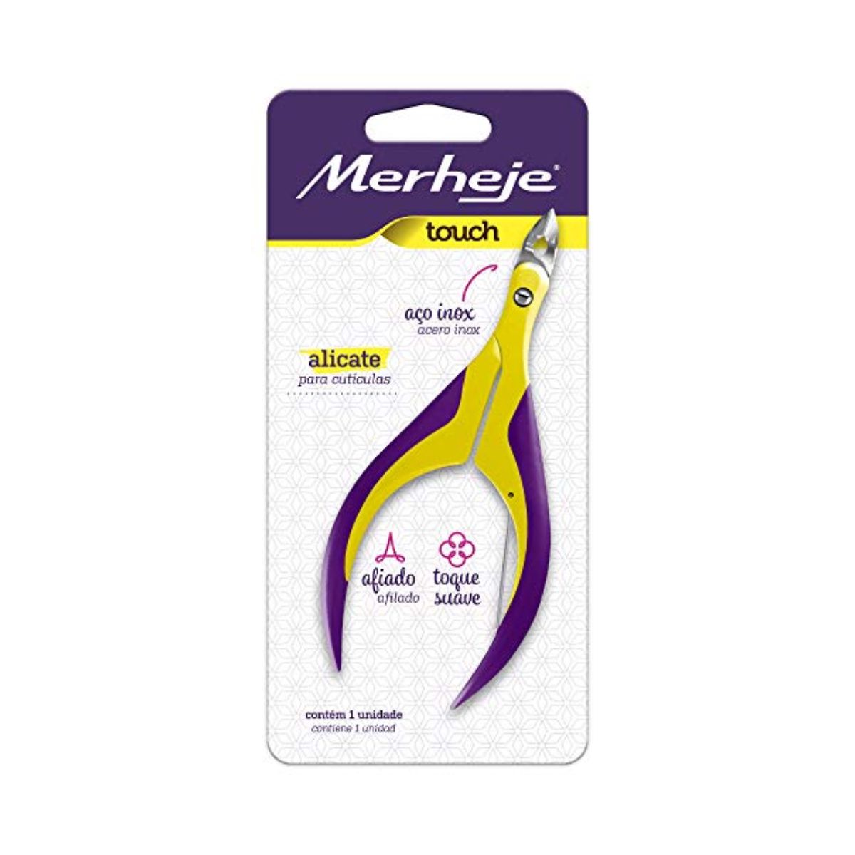 Alicate de Cutícula Touch amarelo violeta