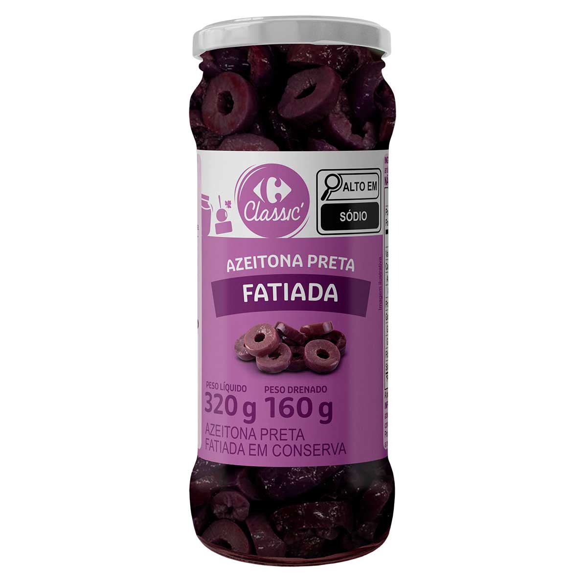 Azeitona Preta Azapa Picual Fatiada Carrefour Classic 160g