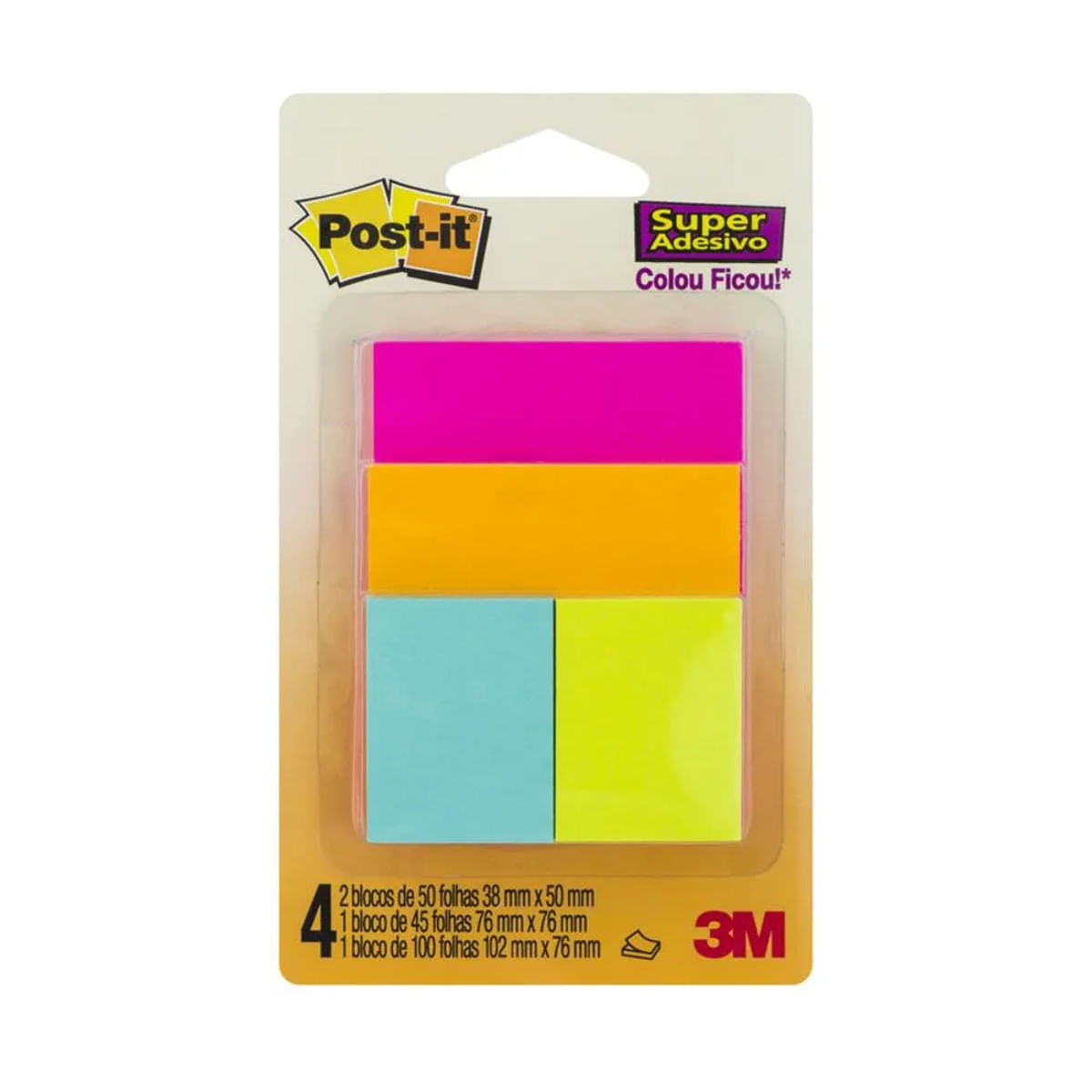 Bloco Post It Cascata Misto 3 Tamanhos 3M