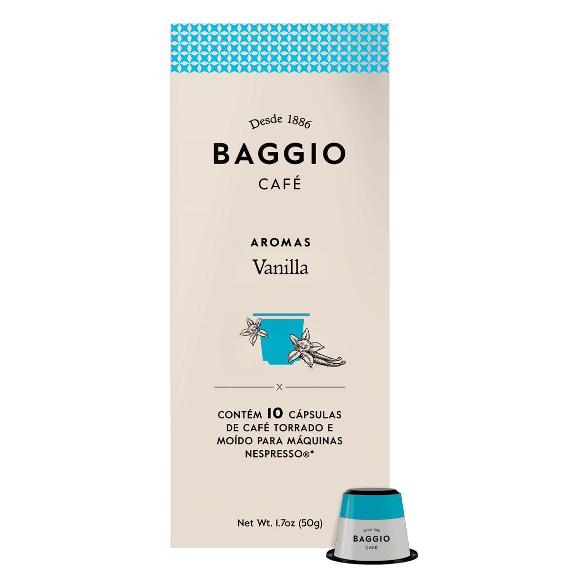 Café em Cápsula Torrado e Moído Vanilla Baggio Aromas 10 Unidades
