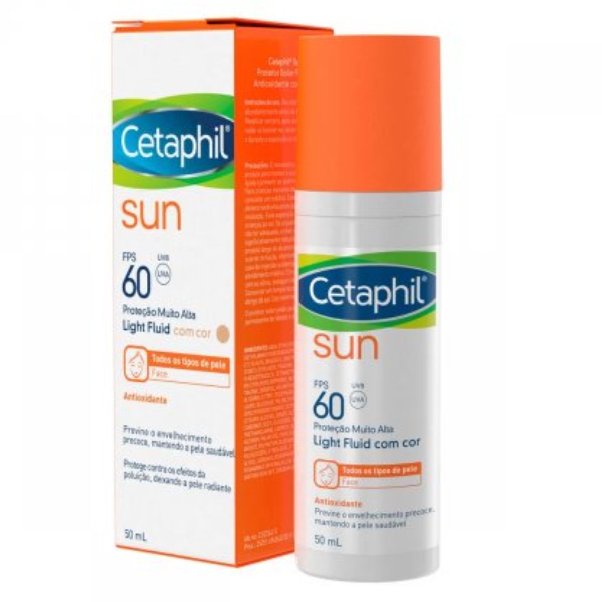 Protetor Solar Facial Cetaphil Sun Antioxidante Light Fluid Com Cor FPS60 Com 50ml