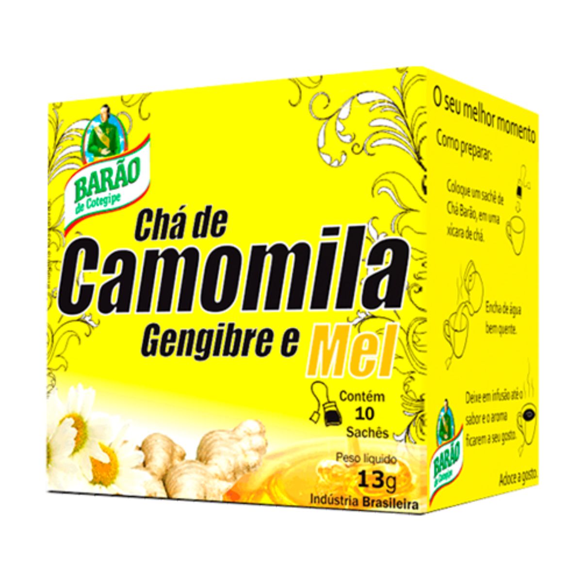 Chá de Camomila, Gengibre e Mel Barão Caixa 10 Sachês