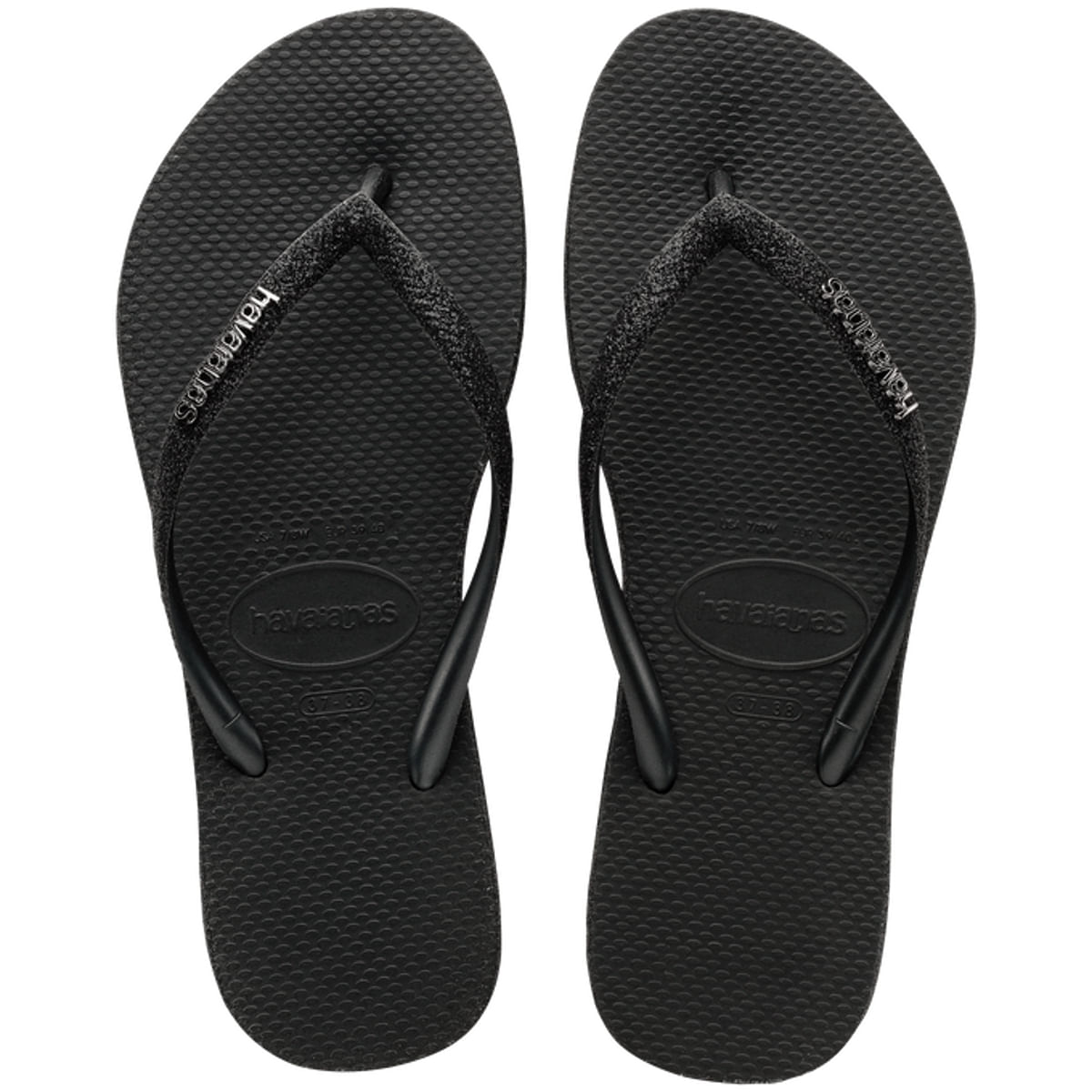 Chinelo Havaianas Feminino Slim Sparkle Preto 39/40
