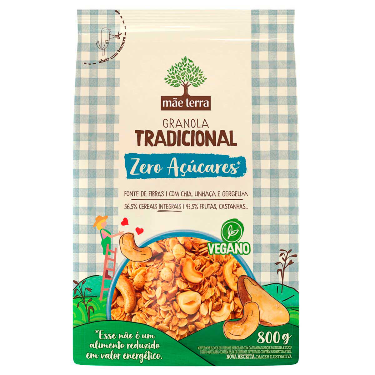 Granola Tradicional Zero Açucar Mãe Terra 800g