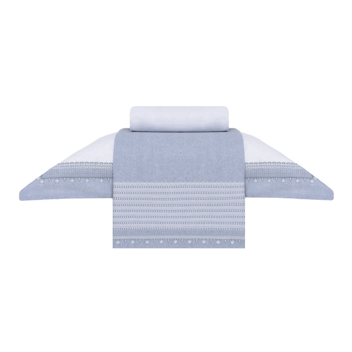 Jogo de Cama Solteiro Percal 180 Fios Buddemeyer Art Deco 100% Algodão Penteado Azul 3 peças