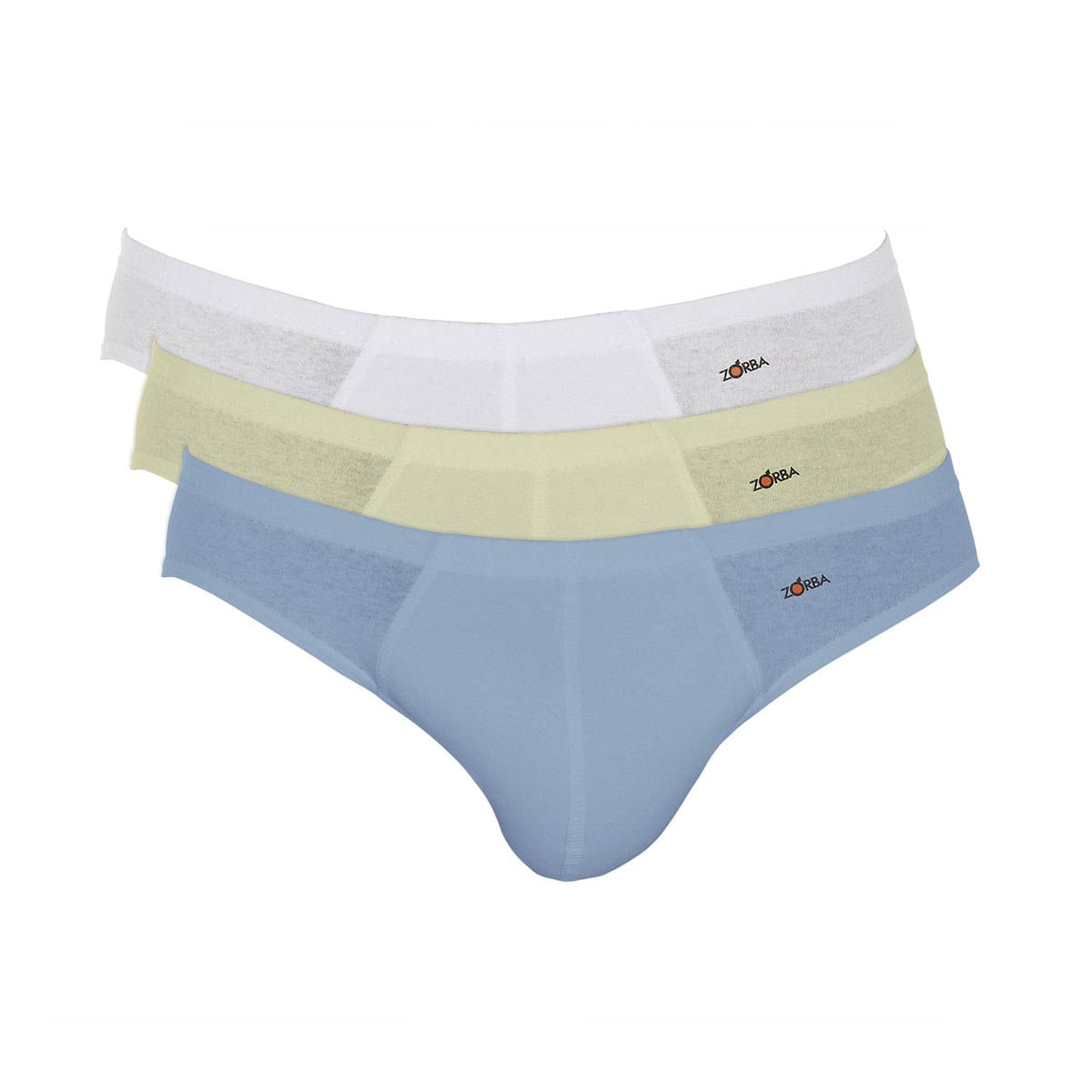 Kit com 3 Cuecas Slip Zorba Algodão P Branca/ Bege/ Demin