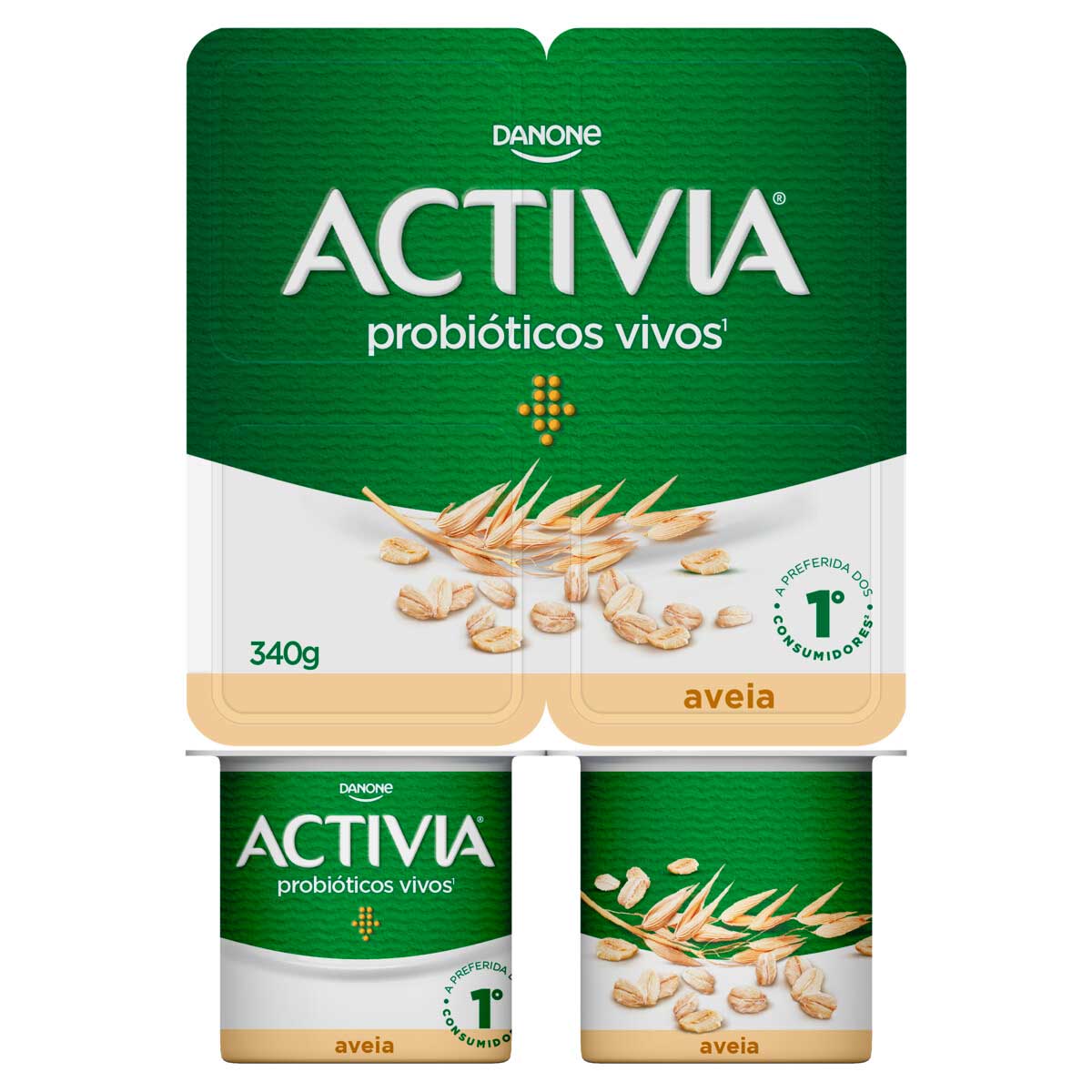 Leite Fermentado Integral Sabor Aveia Activia 340g 4 Unidades