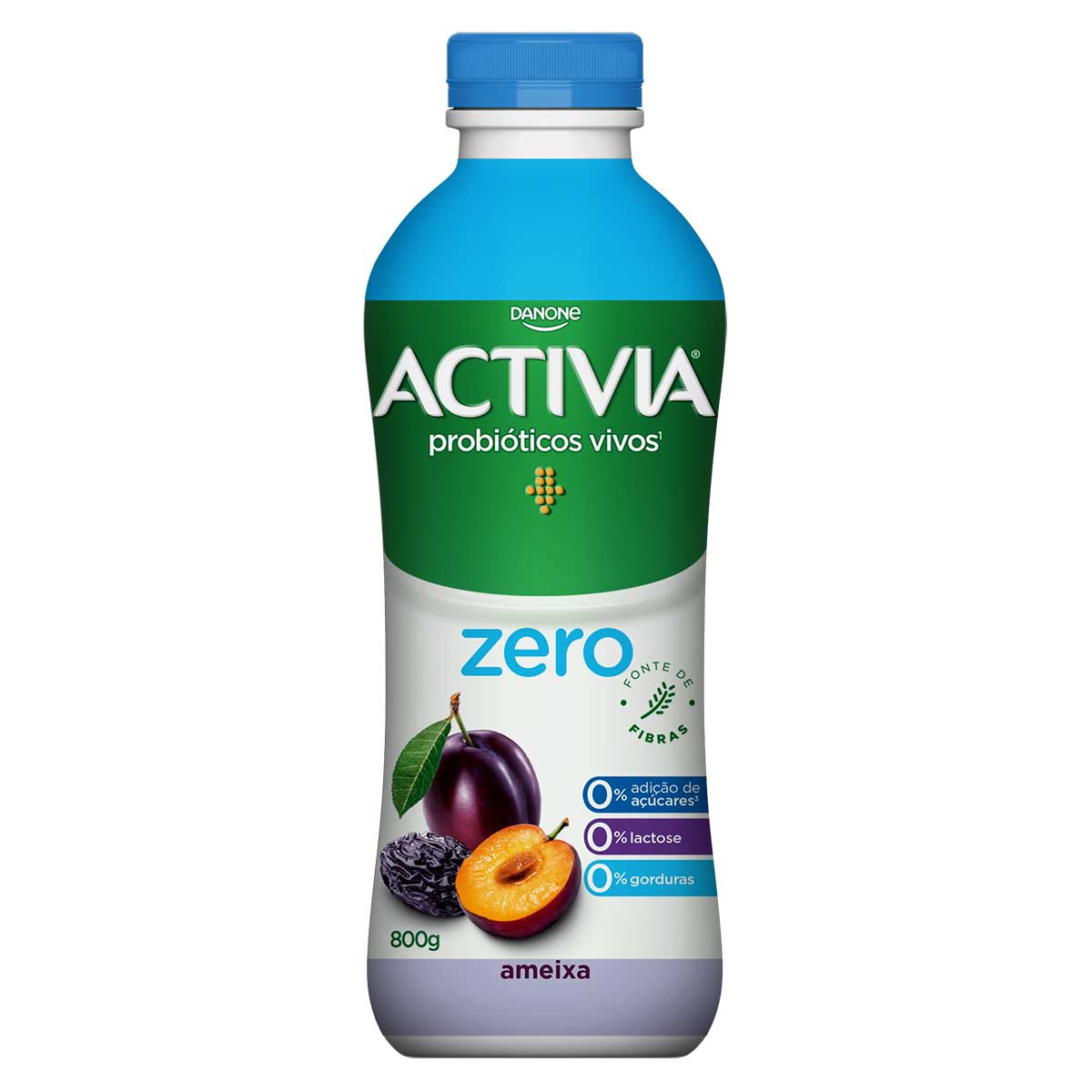Leite Fermentado Desnatado Zero Lactose Sabor Ameixa Activia Zero 800g