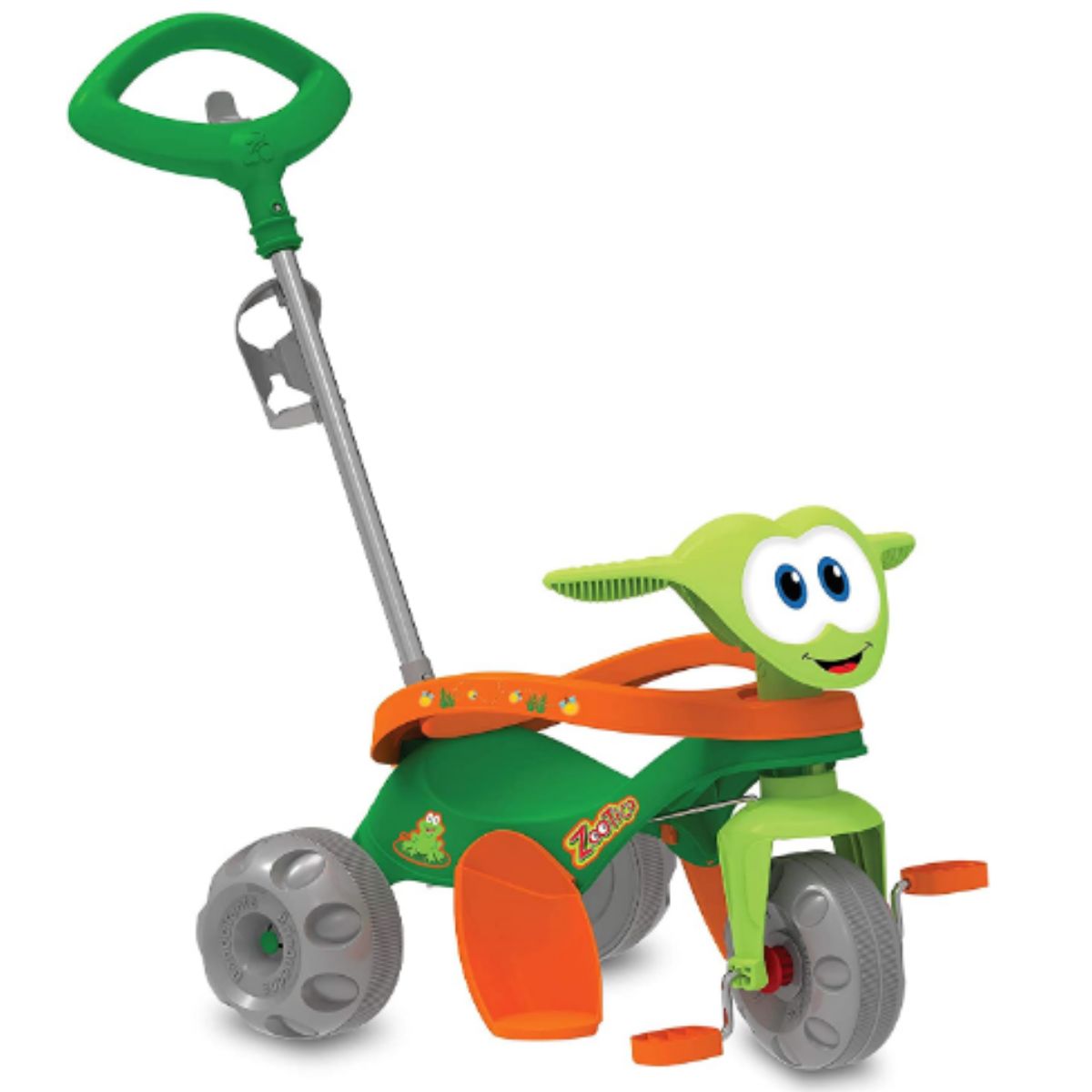 Triciclo Infantil com Empurrador Zootico Bandeirante Verde